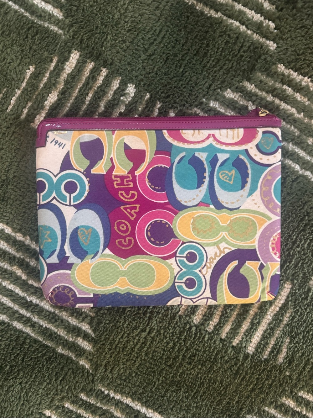 Coach Poppy Multicolor iPad Case with Purple Trim